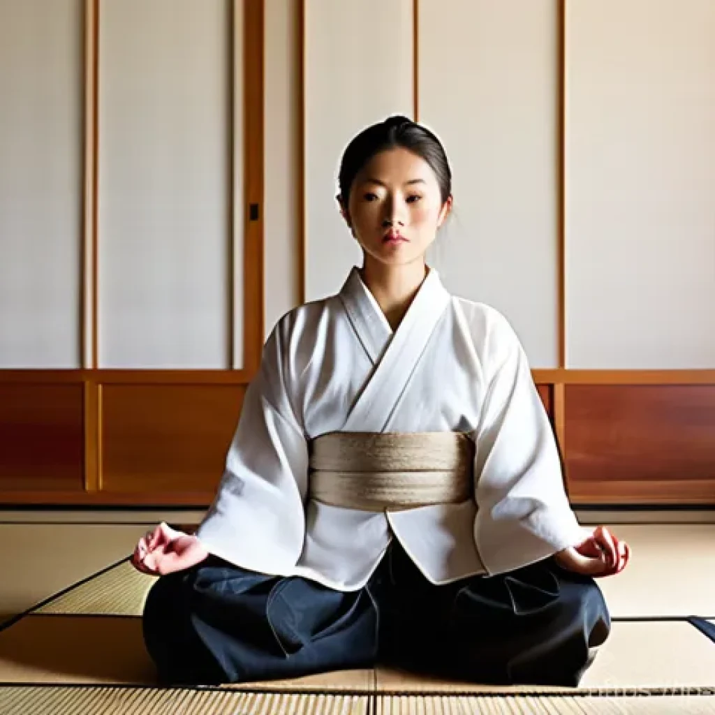 불교의 종류 - **Prompt: Zen Meditation for Inner Peace**
A young adult, male or female, around 20-30 years old...
