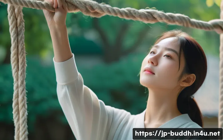 불교에서의 인간 관계학 - **Prompt:** A serene young adult, dressed in comfortable, soft-colored clothing, stands in a gently ...